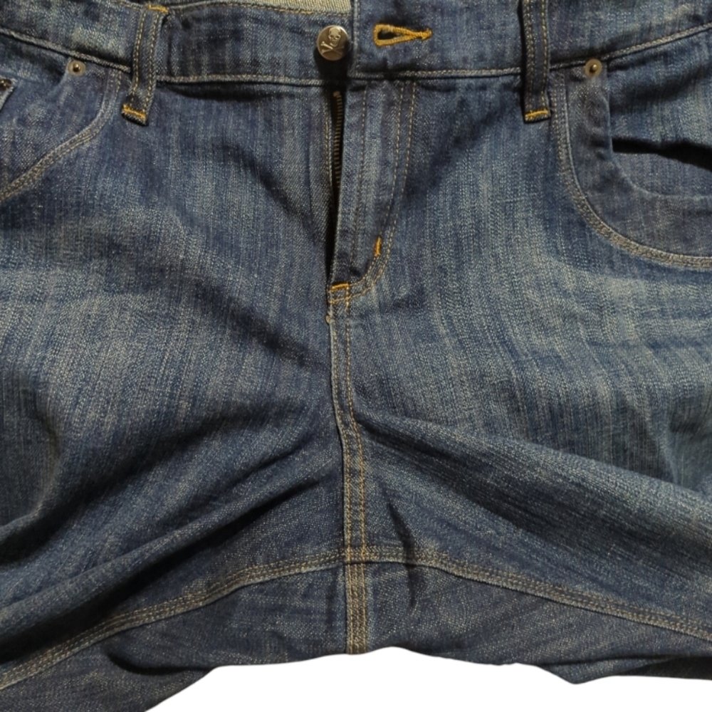 Z. Cavaricci Plus Size Straight Cut Mid Rise Blue Jeans - Picture 7 of 9